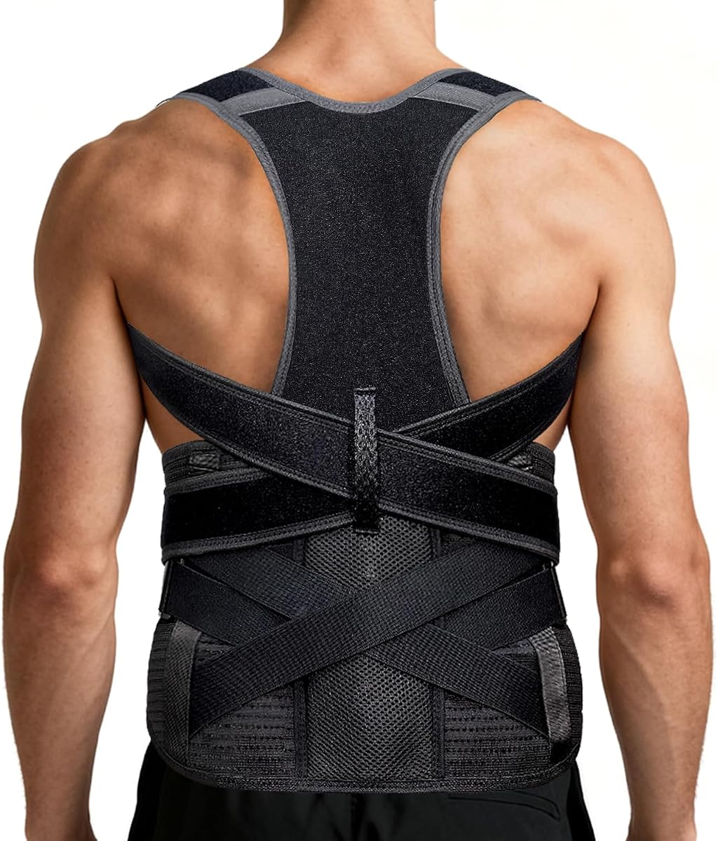 Upgraded Posture Corrector for Women & Men, Back Brace for Upper/Lower Back Pain, Herniated Disc, Sciatica,Adjustable Support & Bionic Panel XL (38"-42")