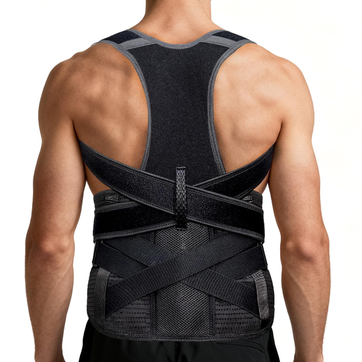 Upgraded Posture Corrector for Women & Men, Back Brace for Upper/Lower Back Pain, Herniated Disc, Sciatica,Adjustable Support & Bionic Panel M (29"-34")