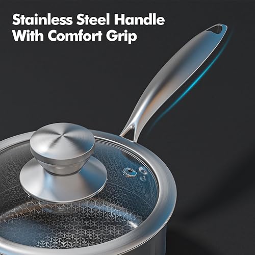 Miniatura 5 de Aufranc Juego de ollas y sartenes antiadherentes, juego de utensilios de cocina de inducción de granito negro con asas que se mantienen frías, juego