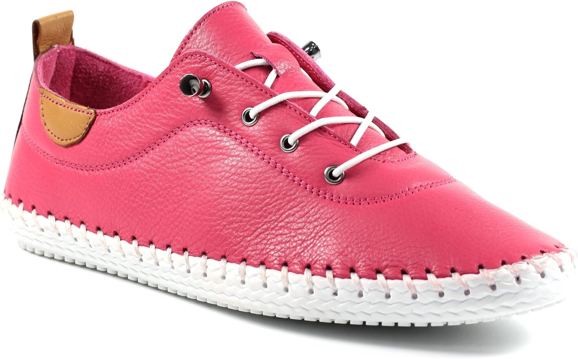 Ladies St Ives Soft Leather Khaki Plimsoll