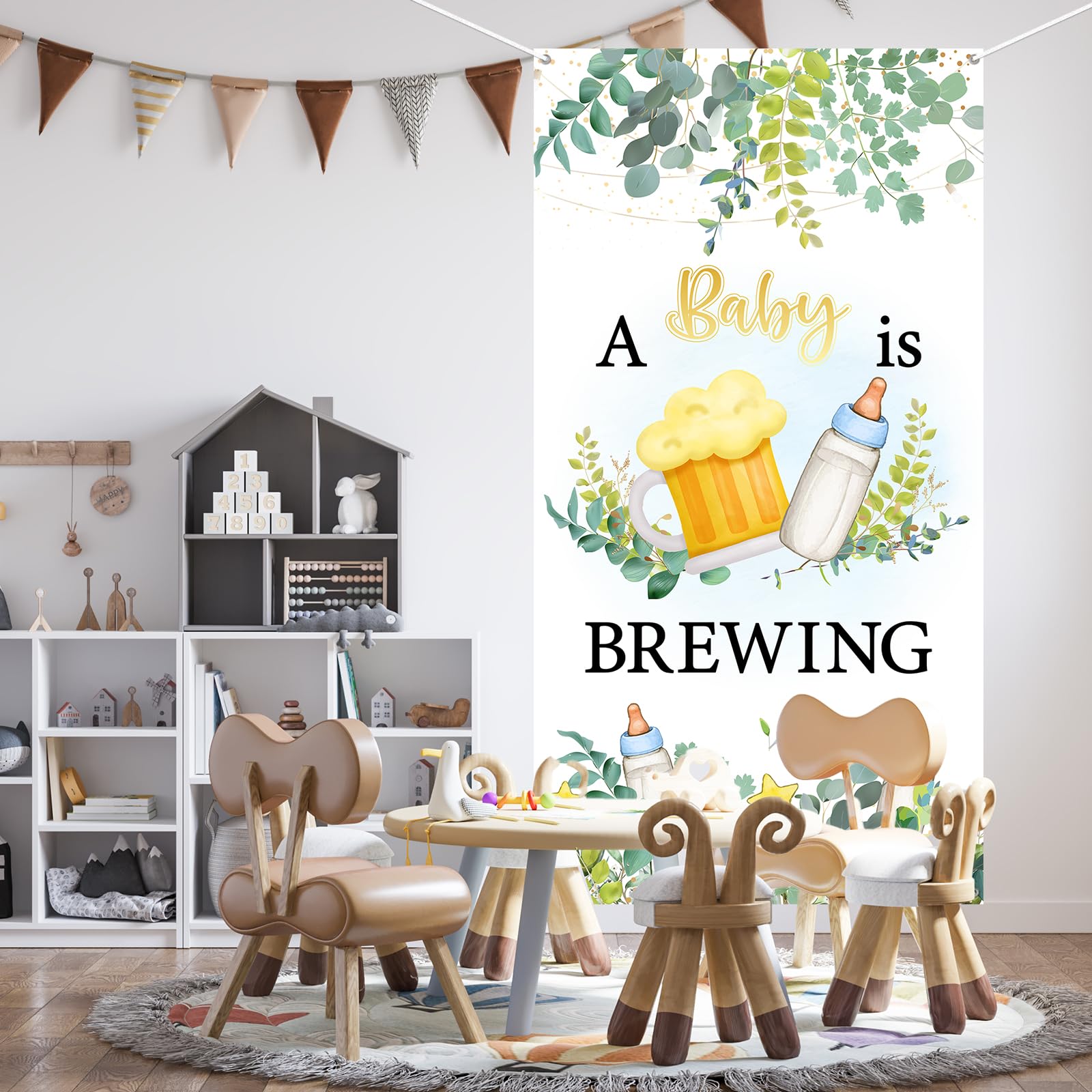 Sursurprise "A Brew Before Baby Is Due" Banner - Beer Themed Baby Shower Decorations