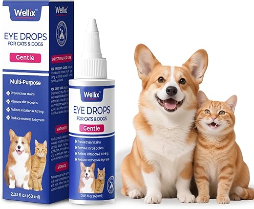 Wellix PET Dog Eye Drops, Eye Drops for Dogs&Cats, Dog Eye Infection Treatment to Soothe Eye Allergy, Soothe Dry Eyes Pink Eyes, Dog Tear Stain Cleaner(60ml)