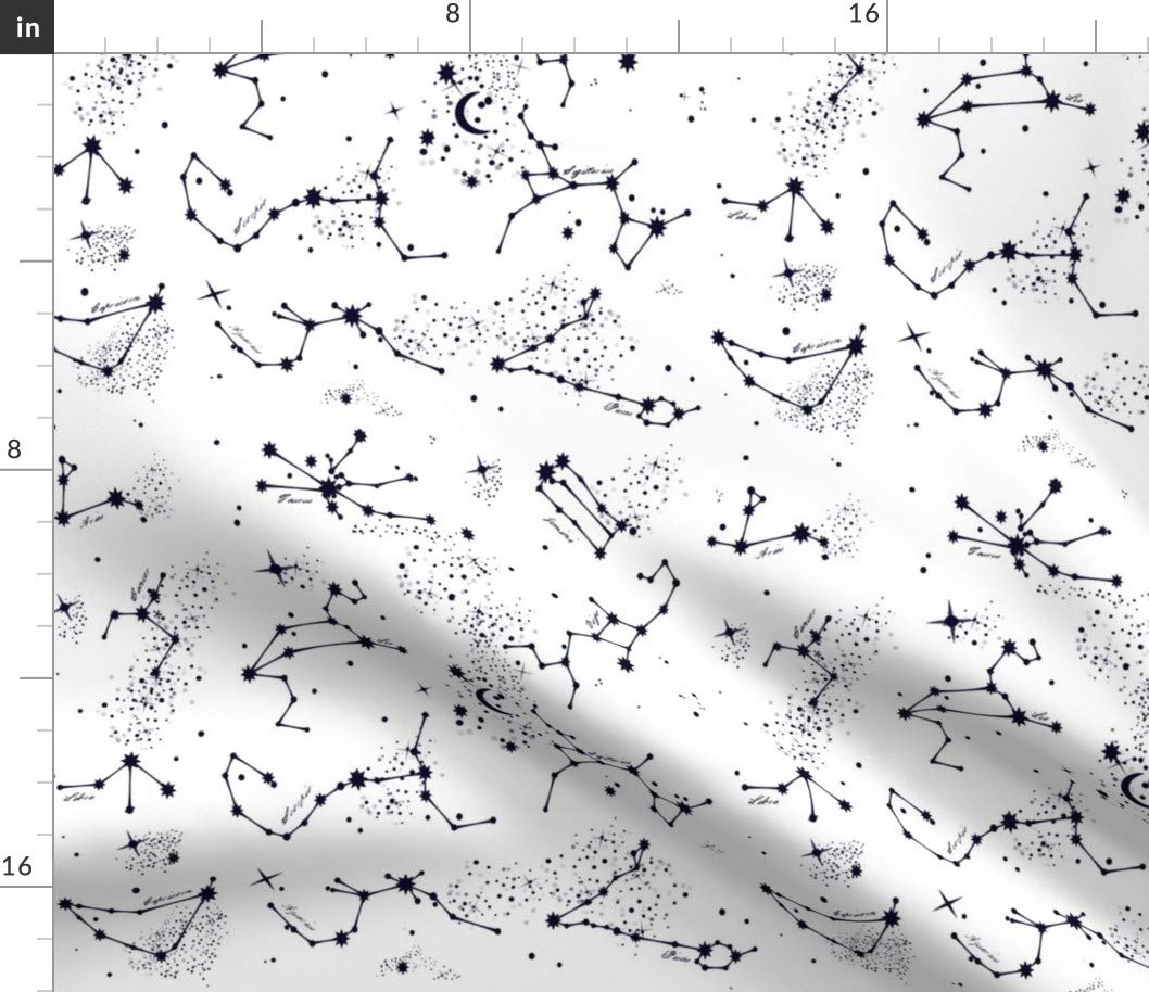 Spoonflower Fabric - Zodiac Constellations White Celestial Night Sky  Birthday Astrology Printed on Petal Signature Cotton Fabric Fat Quarter -  Sewing ...