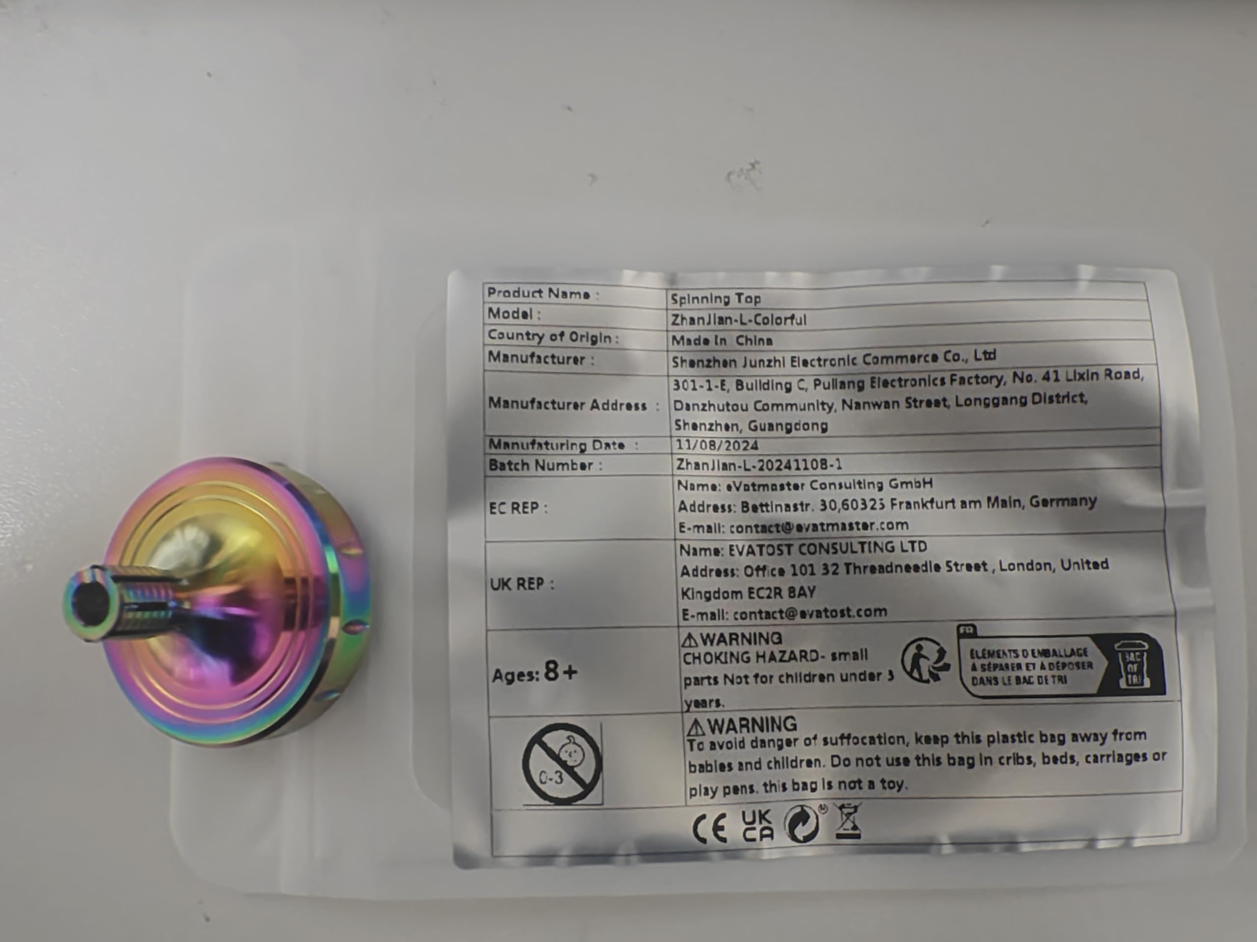 Trottola in Metallo di Precisione, Perfettamente Bilanciata, Rotazione Liscio, Tempo di Rotazione Lungo, Facilmente Oltre 10 Minuti, Giocattolo EDC Portatile (L/Iridescente)