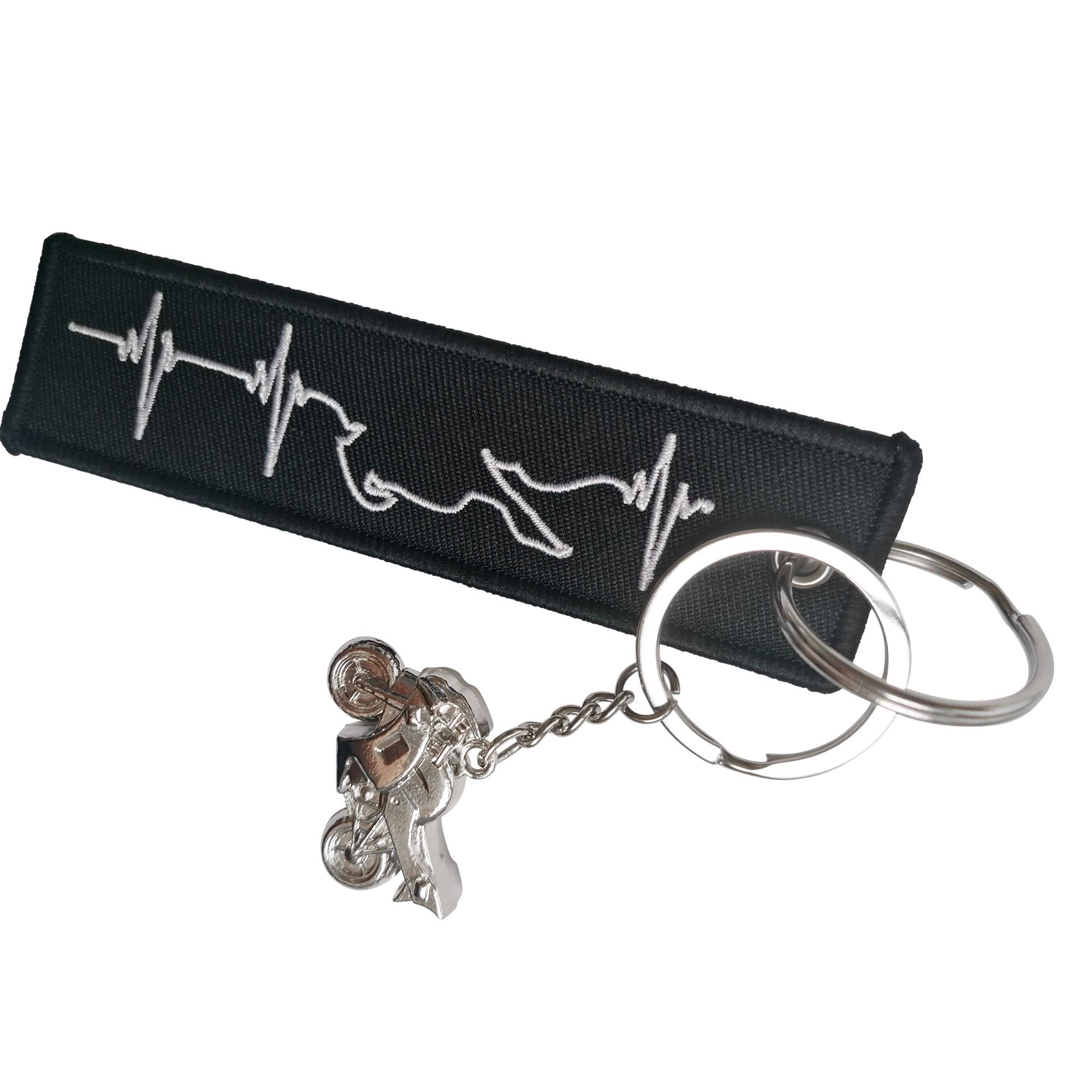 DonJordi Schlüsselanhänger Heartbeats (schwarz) gestickter A