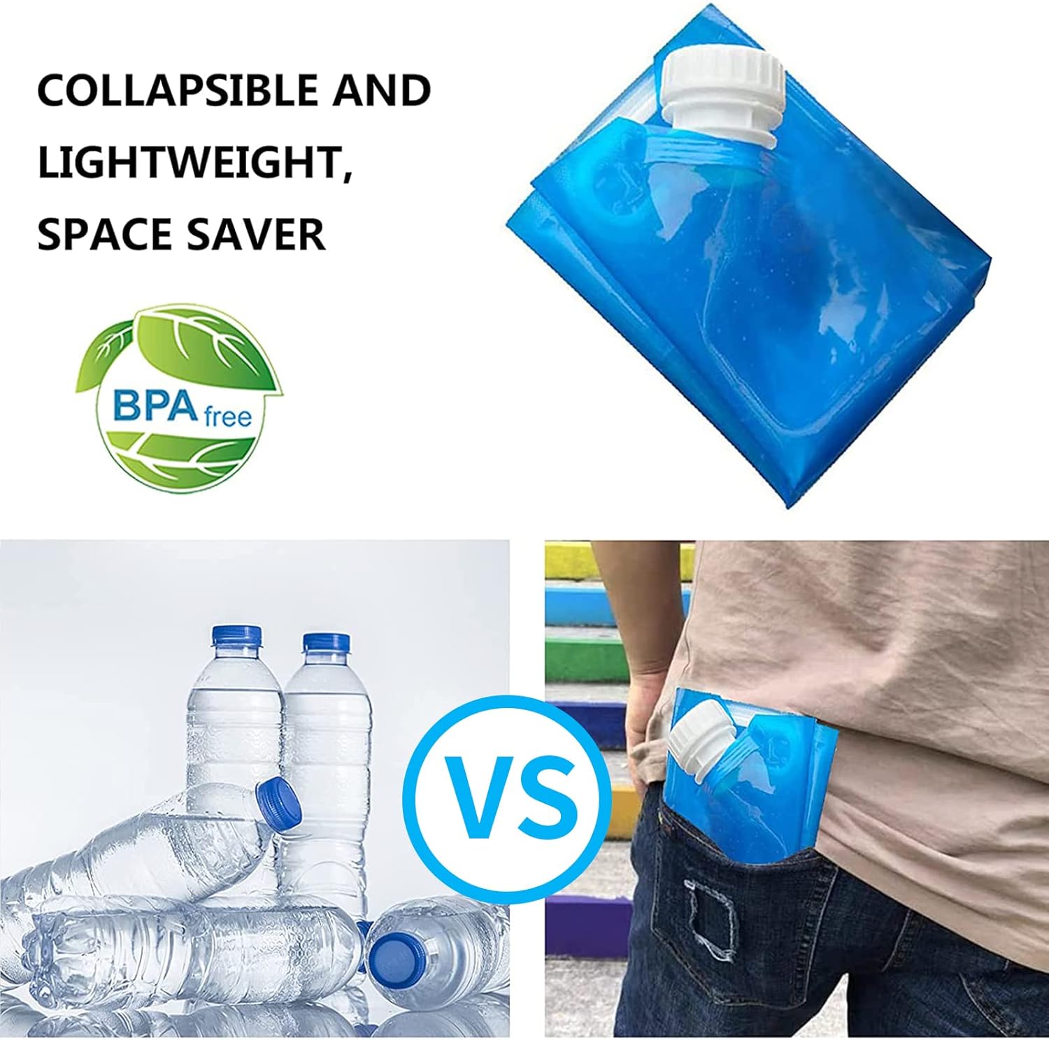 FANNITE Pack of 2 Foldable Water Tank, 5 L, 10 L, Portable Drinking