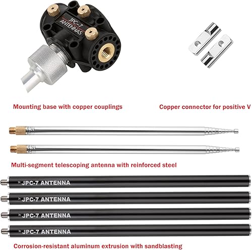 Miniatura 4 de JPC-7 Antenas HF para radioaficionado con regulador deslizante 7MHz-50MHz Antena vertical Hf de banda 100W para exteriorbalcónviaje