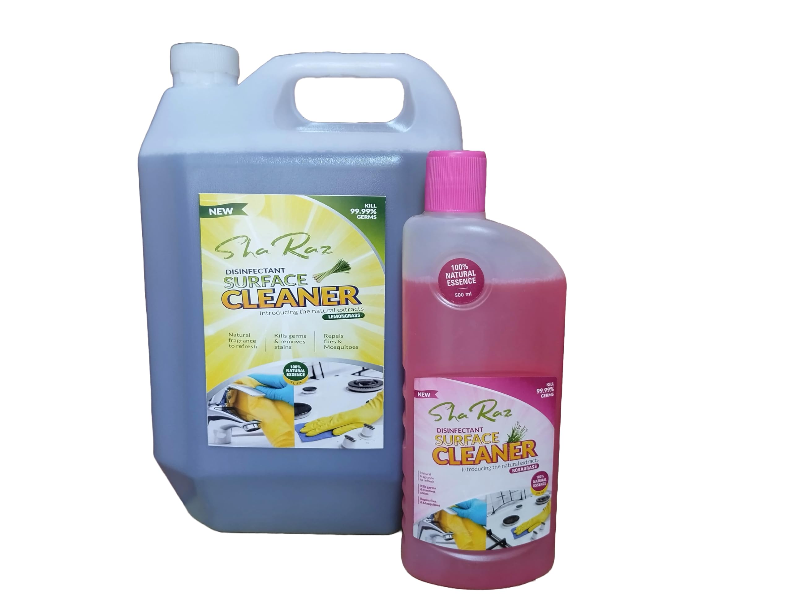 ShaRaz Floor Cleaner 5 ltr Advanced Disinfectant Lemongrass All Type Surface Cleaner with Fresh Aroma Baby & Pet Safe Floo r& Tiles Cleaner Stain Remover Less Toxic