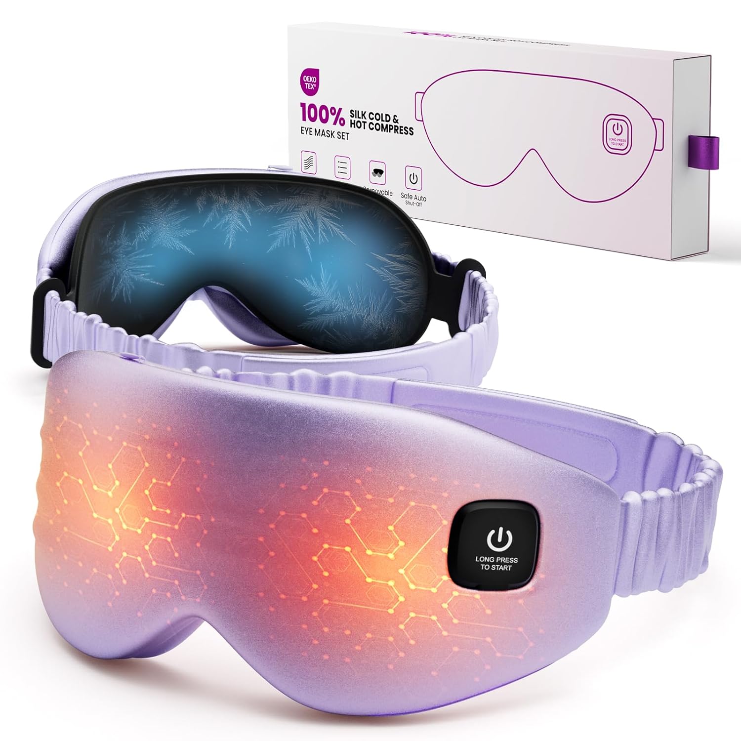 100 Silk Wireless Heated Eye Mask with Cooling Relieves Dry Eye Syndrome and Puffy Reduces Dark Circles Adjustable