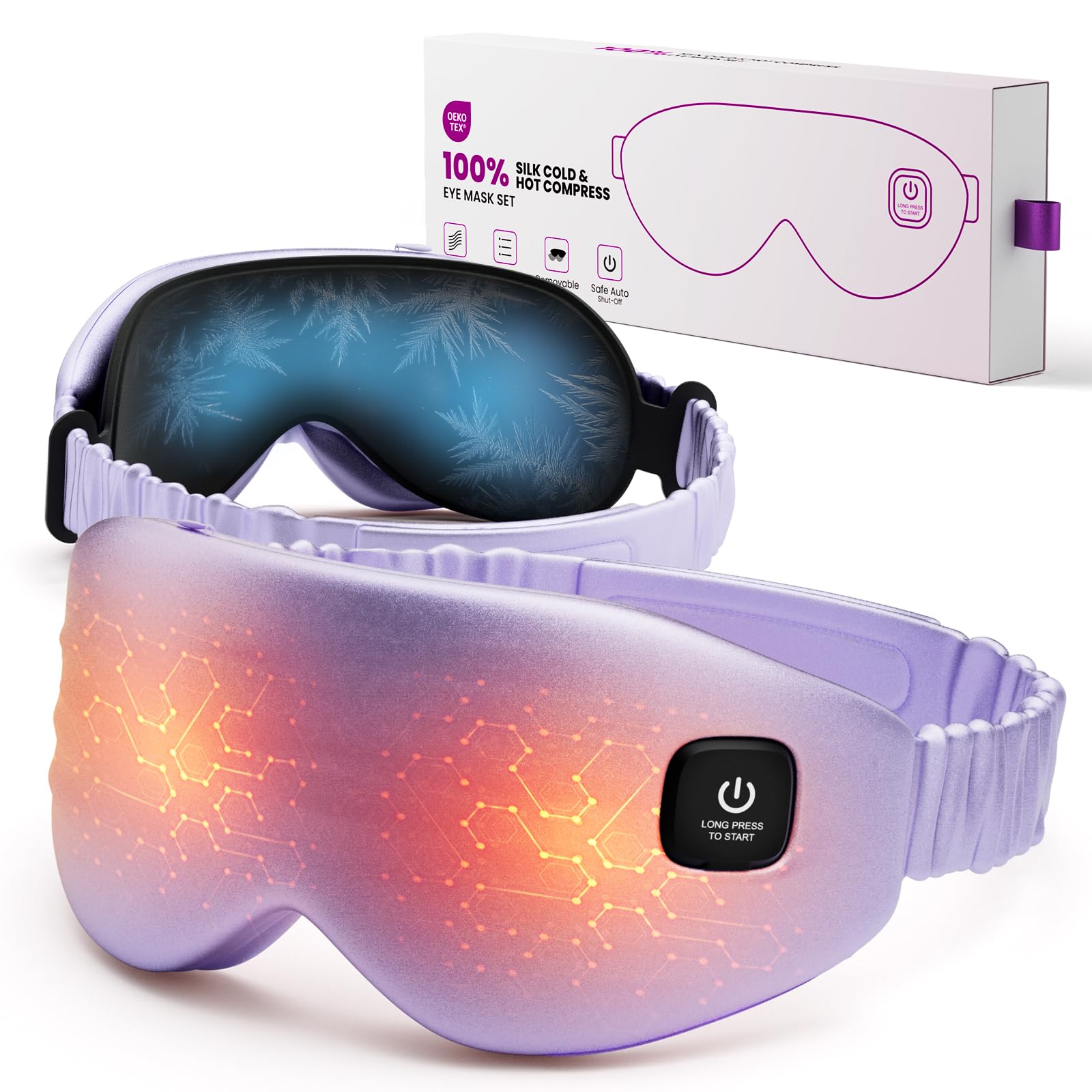 100 Silk Wireless Heated Eye Mask with Cooling Relieves Dry Eye Syndrome and Puffy Reduces Dark Circles Adjustable