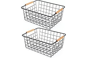 2-Pack Wire Baskets for Organizing Linen Closet