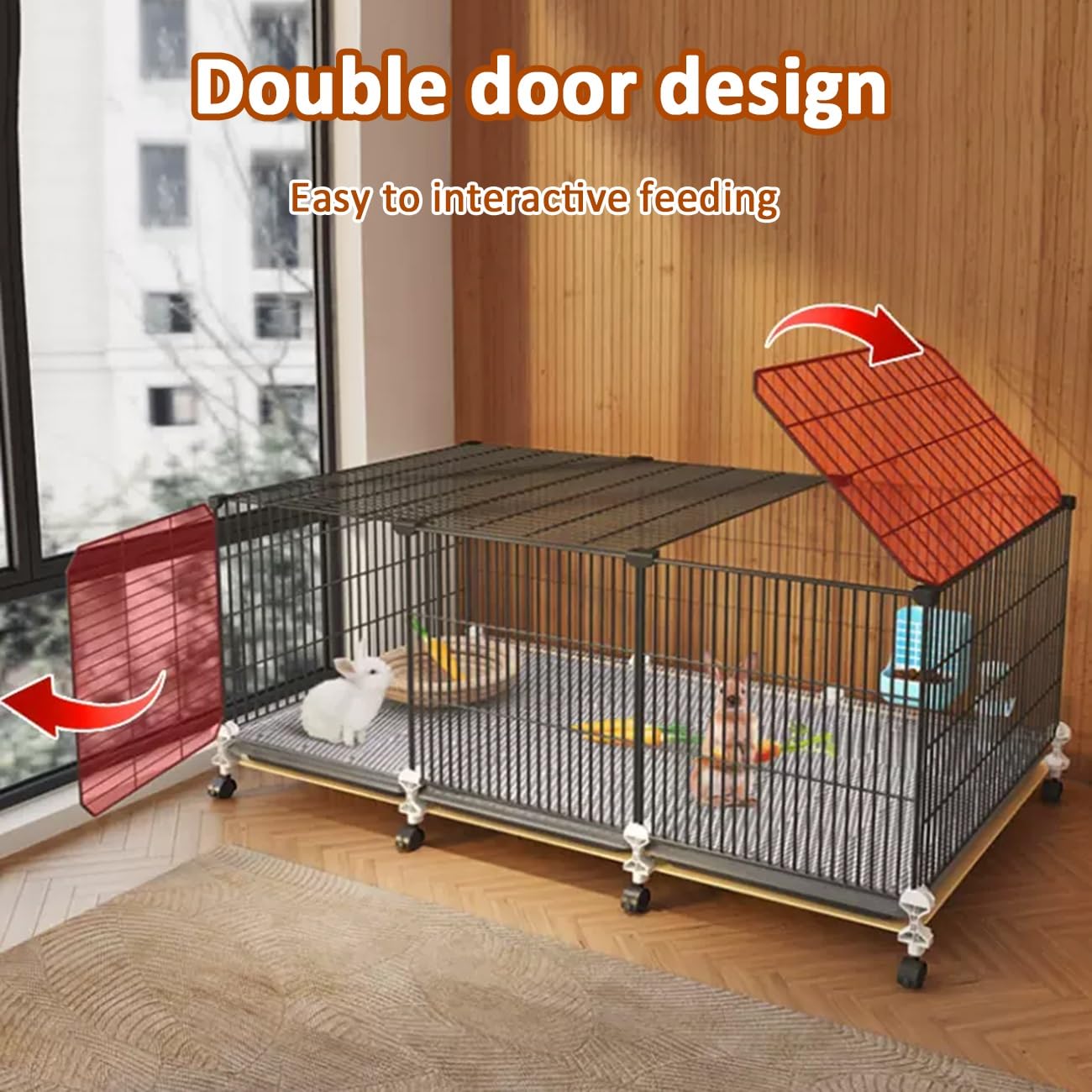 Amazon | うさぎ 小屋 うさぎケージ、屋内小動物 ケージ、両開きドア