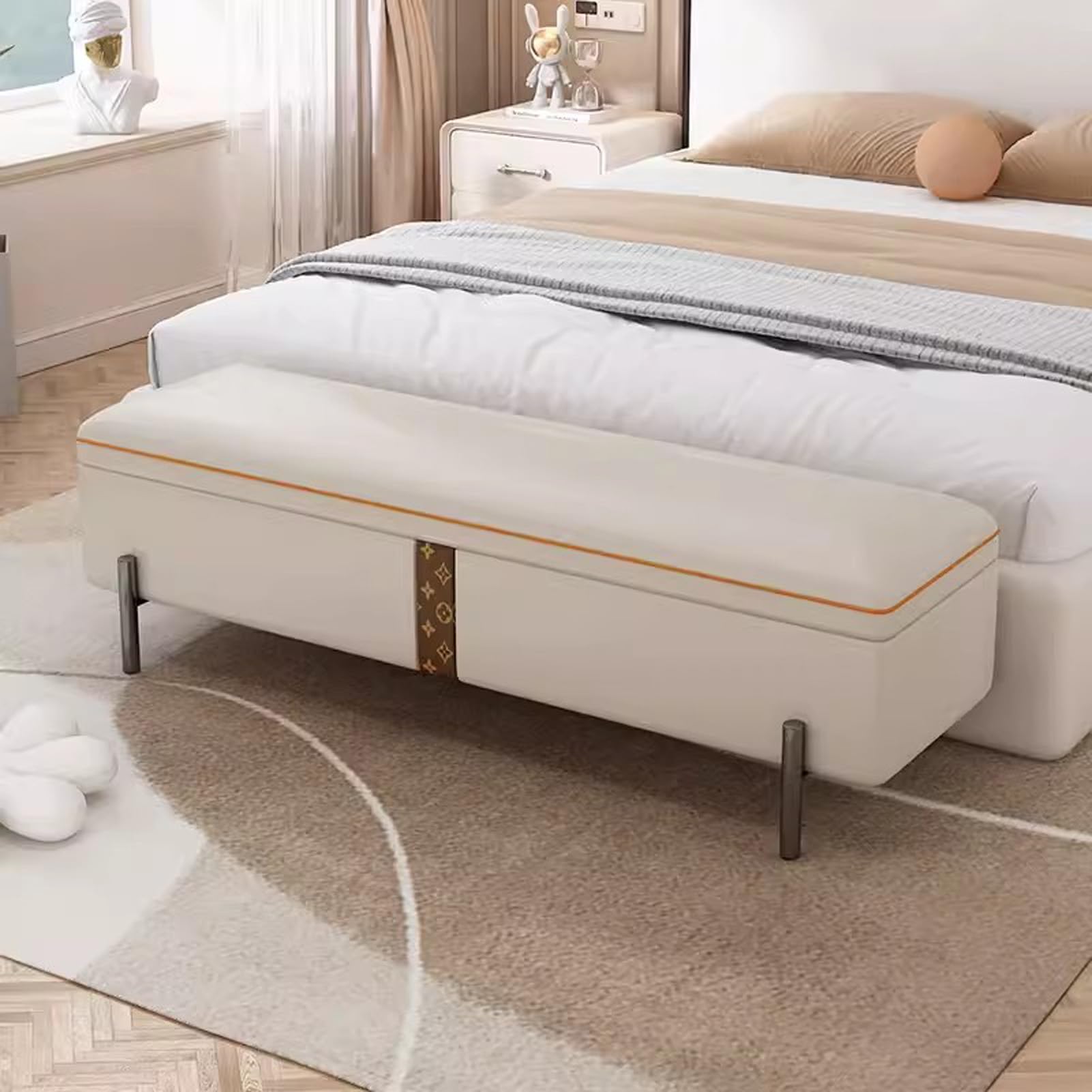Banc à chaussures avec rangement caché et assise rembourrée grand confort