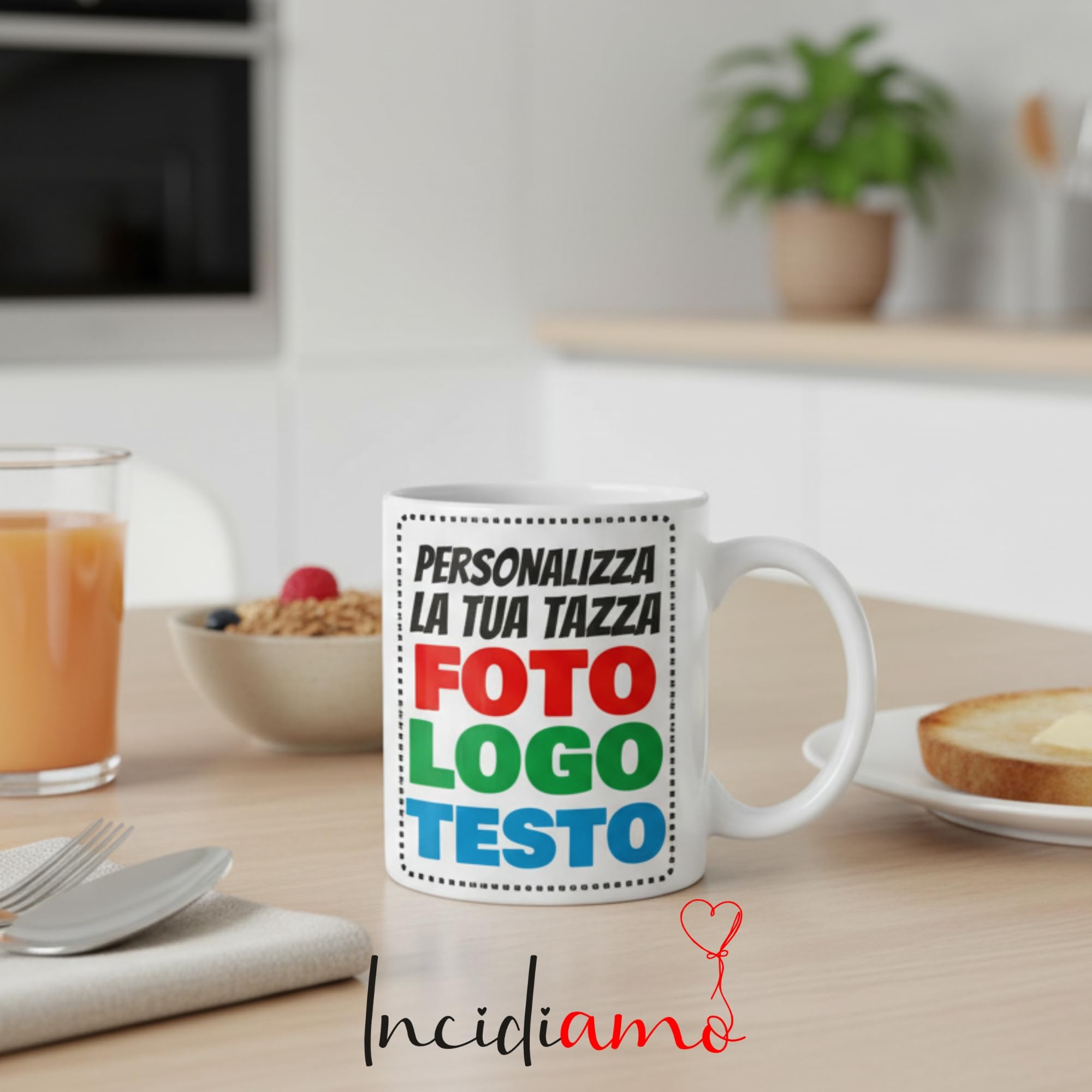 Incidiamo - Tazza Personalizzata con Stampa Foto, Scritte, Loghi e Grafiche - Tazza Colazione Mug in Ceramica 100% Made in Italy, Idea Regalo Personalizzato per ogni Occasione