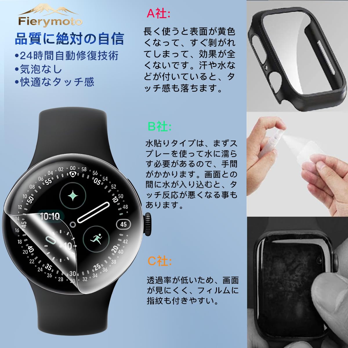 Amazon | 【5枚セット】用 Google Pixel Watch 4 41mm 保護フィルム 