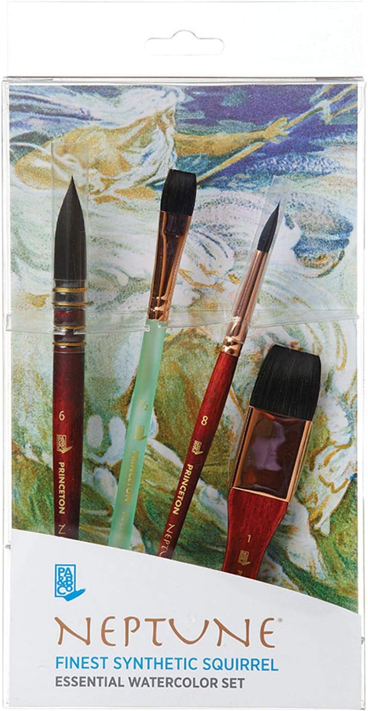 Princeton Neptune Watercolor Brush Set, Synthetic, 4 Piece, 1 Count