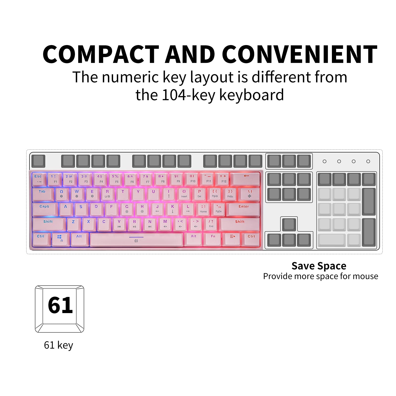 Amazon | メカニカル式ゲーミングキーボード61キー 茶軸を採用 TypeーC