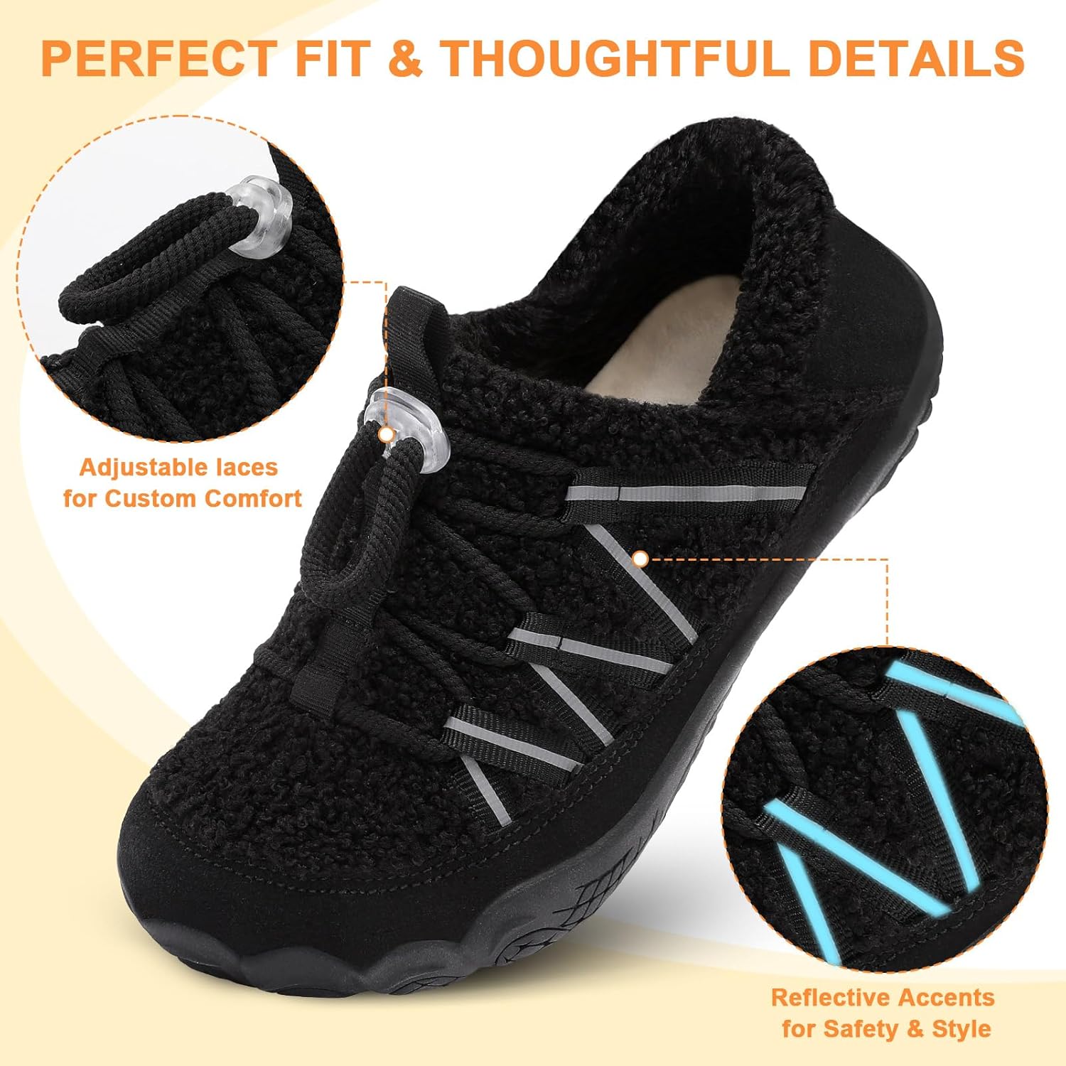 relxfeet Women's Wide Width Slippers Cozy Furry Barefoot House Shoes with Adjustable Fit Non-Slip Indoor Outdoor Slippers for Diabetic Bunion Swollen Feet Friendly - Image 5