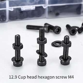 405 Pcs Black M4 Bolts And Nuts, M4 Screws