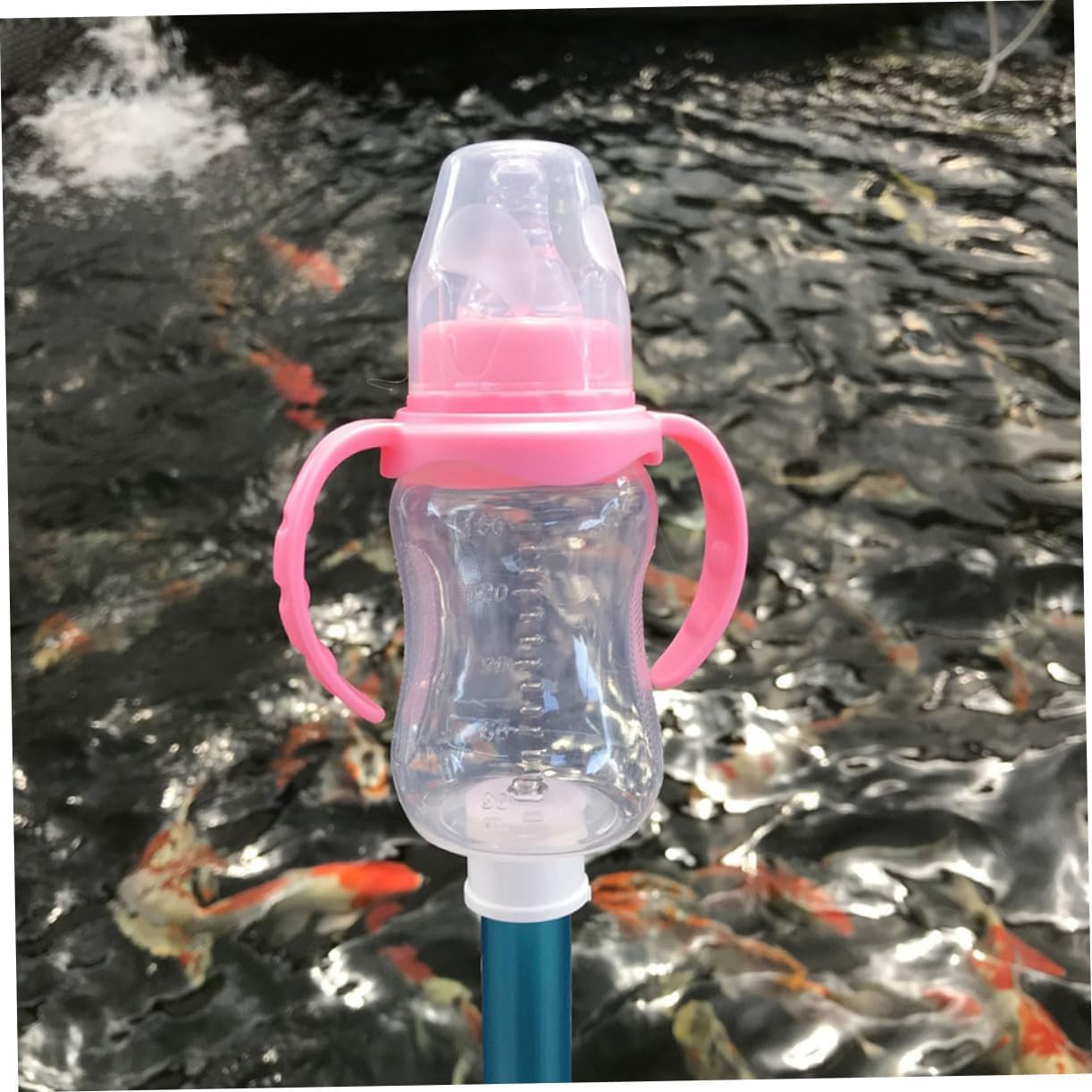 Mipcase 2pcs Fish Feeder Bottle with Pole Fish Food Dispenser for Carp Tanks Easy to Assemble and Clean and Dwarf Carp Feeding Sturdy Design