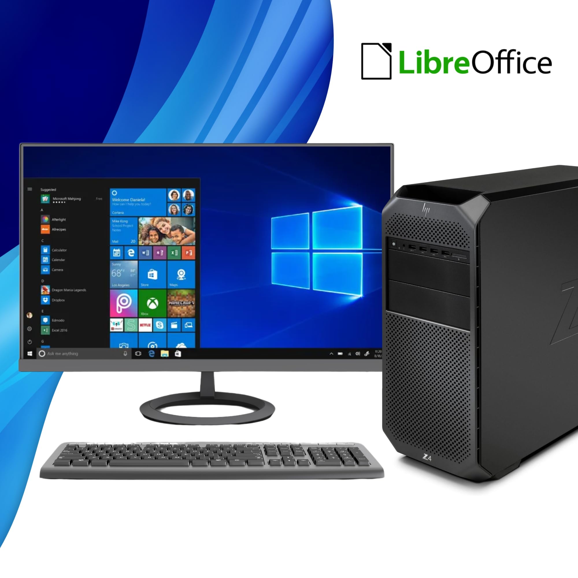 HP, Tour de travail prête à l'emploi avec Office libre, Intel Xeon W-2133, RAM 32 Go SSD 512 Go, carte graphique carrée M400, W11 (reconditionnée)
