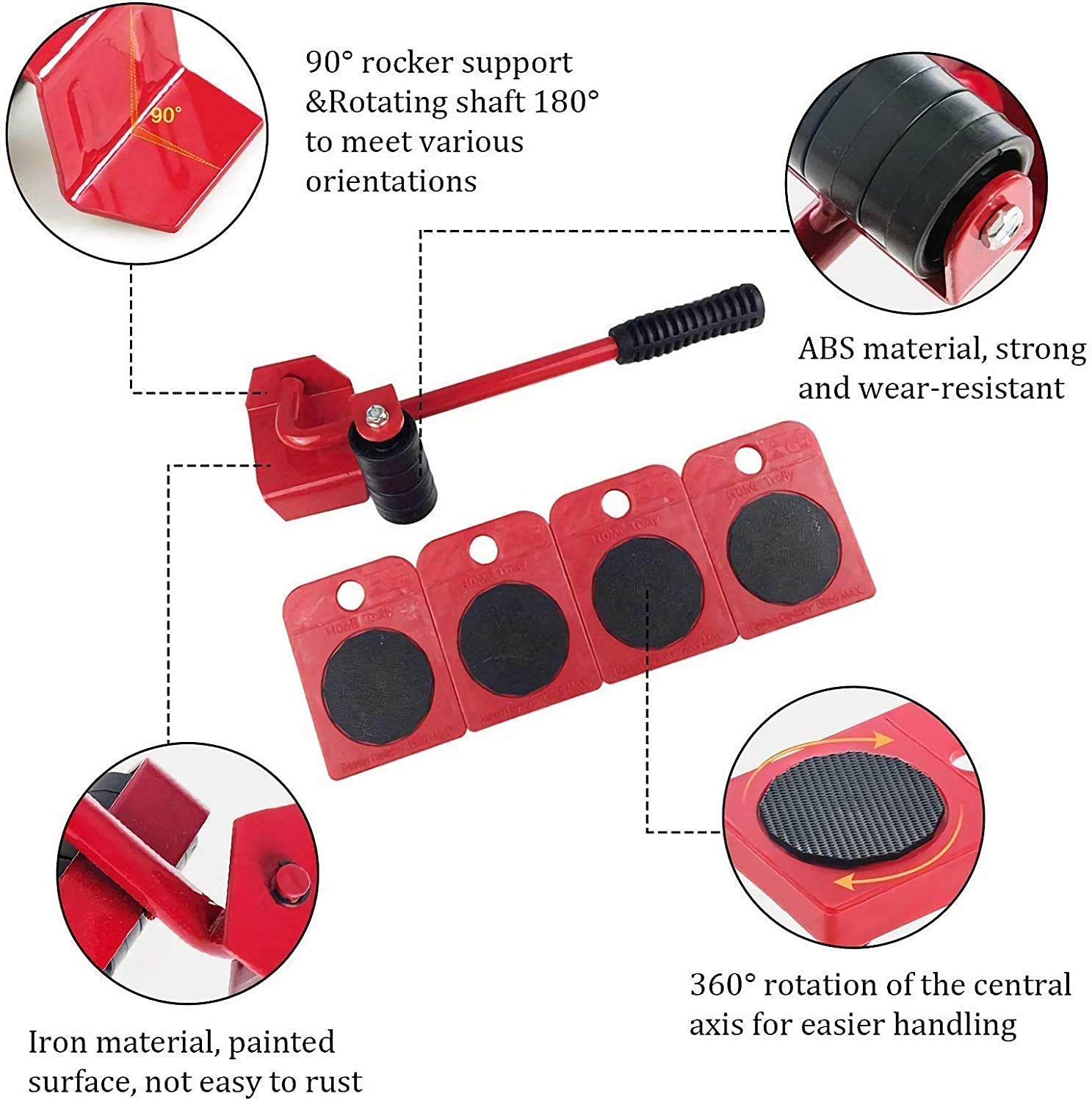 MAHOSTAV Furniture Lifter/Shifter Tool | Heavy Bed, Fridge Mover Machine Set for Home, Office | Easy and Small Lifting Accessories | 35.5 X 5 X 7 cm | Red 1