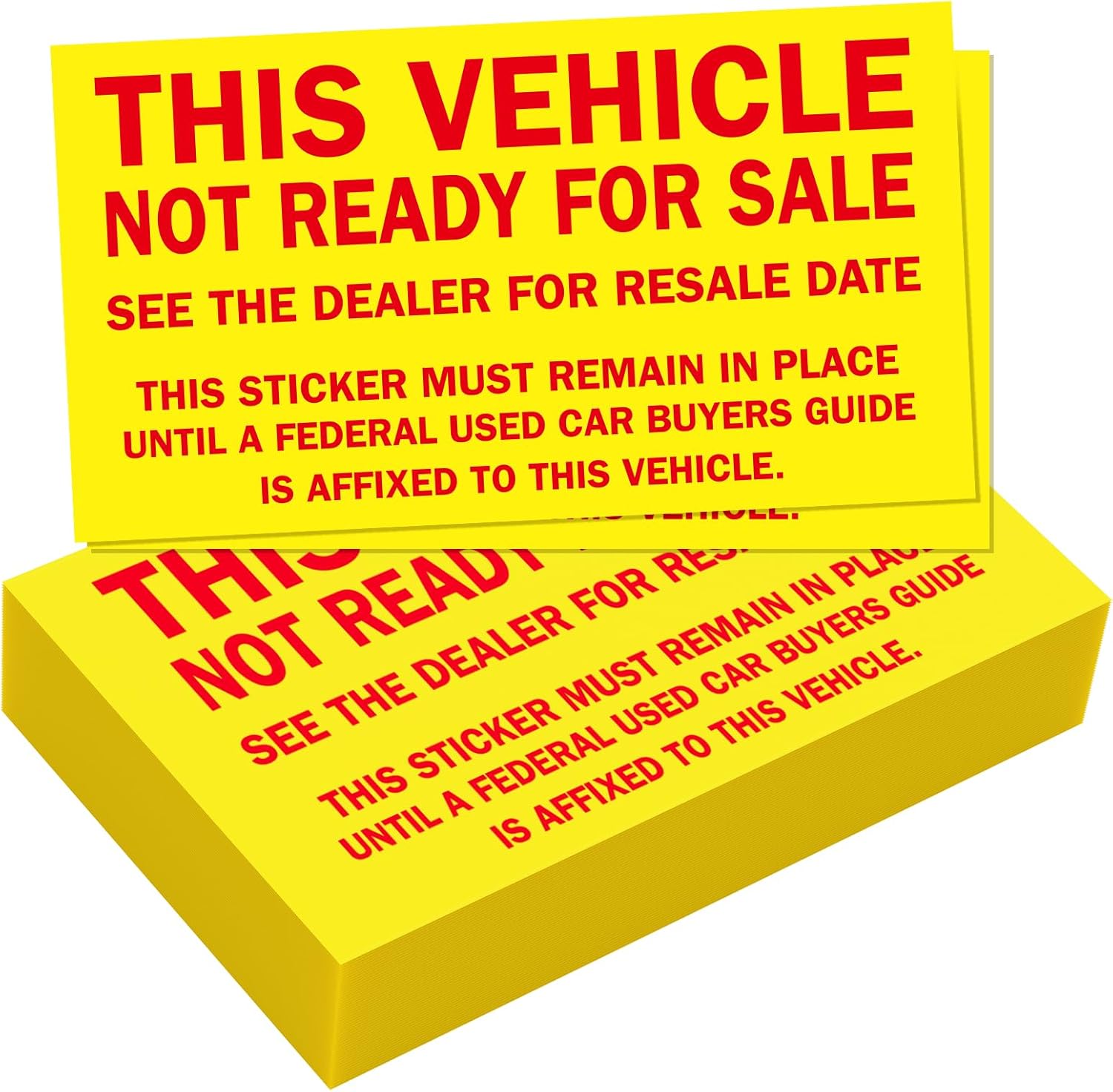 100 Pcs Car Dealer This Vehicle Not for Sale Stickers Yellow RED Lettering，2 3/4" X 5 1/2"， Decal Car Sticker for Vehicle Window Car Dealership Supplies