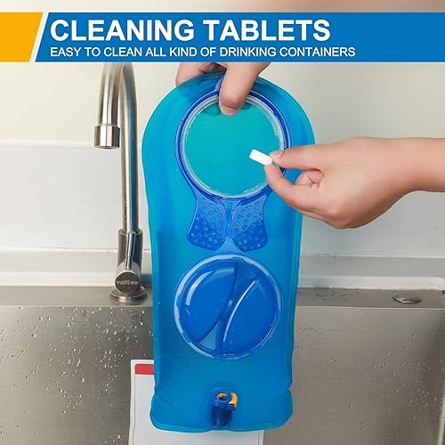 Miniatura 7 de Kit de limpieza de vejiga de hidratación, juego de limpiador de vejiga de agua 6 en 1, 3 cepillos, colgador plegable, 12 tabletas de limpieza y