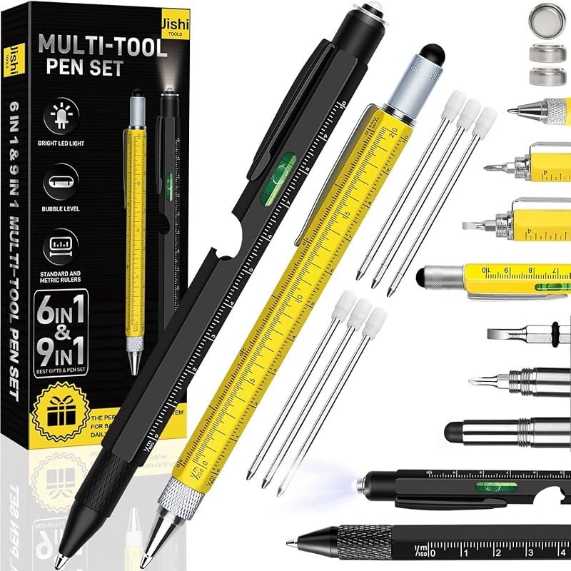 Regalos para hombres, rellenos de medias para hombres y adultos, juego de bolígrafos multiherramienta, 2 bolígrafos multiherramienta, fantásticos gadgets EDC, regalos de cumpleaños de Navidad, regalos de elefante blanco para adultos, papá, abuelo, marido, él, chicos, mujeres
