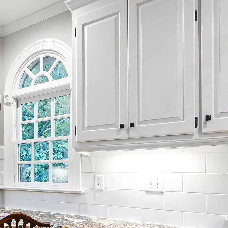 Ravinte Matte Black Semi-Overlay 1/2 inch Self-Closing Hinges, 50 Pack | 25 Pairs, Self-Closing Design, Face Frame Door Fit, Half Wrap-Around Cabinet Hardware Hinges, Kitchen Cabinet Face Mount
