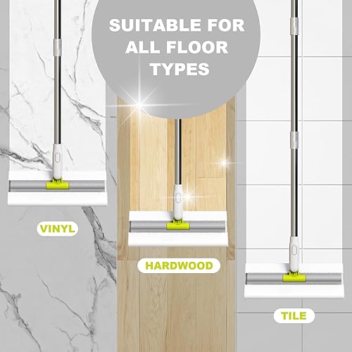 Miniatura 2 de Trapeador de polvo para limpieza de suelos, microfibra para madera dura, laminado, azulejos, mango de acero inoxidable, reutilizable, uso seco y