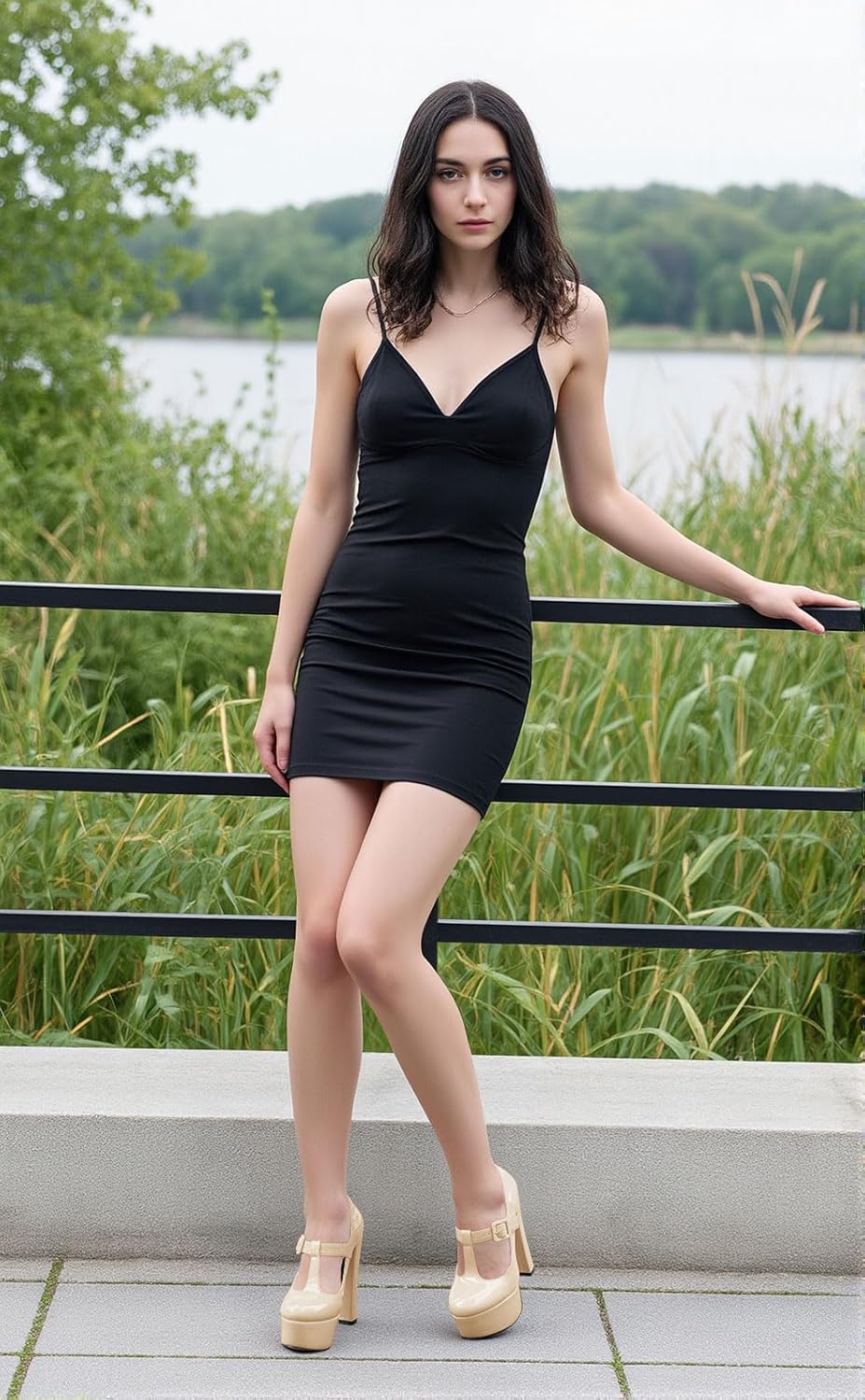 TNYNFBEB Womens Chunky Block High Platform Heel Close Toe Pumps T-Strap Buckle Prom Party Dress Patent Leather 5.9 Inches Heels - Image 3