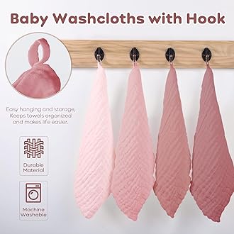 Yoofoss Muslin Baby Washcloths 100% Organic Cotton Face Towels 6 Pack Wash Cloths for Baby 12x12in Soft and Absorbent Baby Wipes (Gradient Pink)