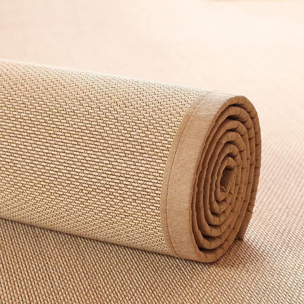 Braided Bamboo Rug, Widen Edge Design Non-Slip Multipurpose Area Rugs for Living Room Balcony Bay Window Custom Size