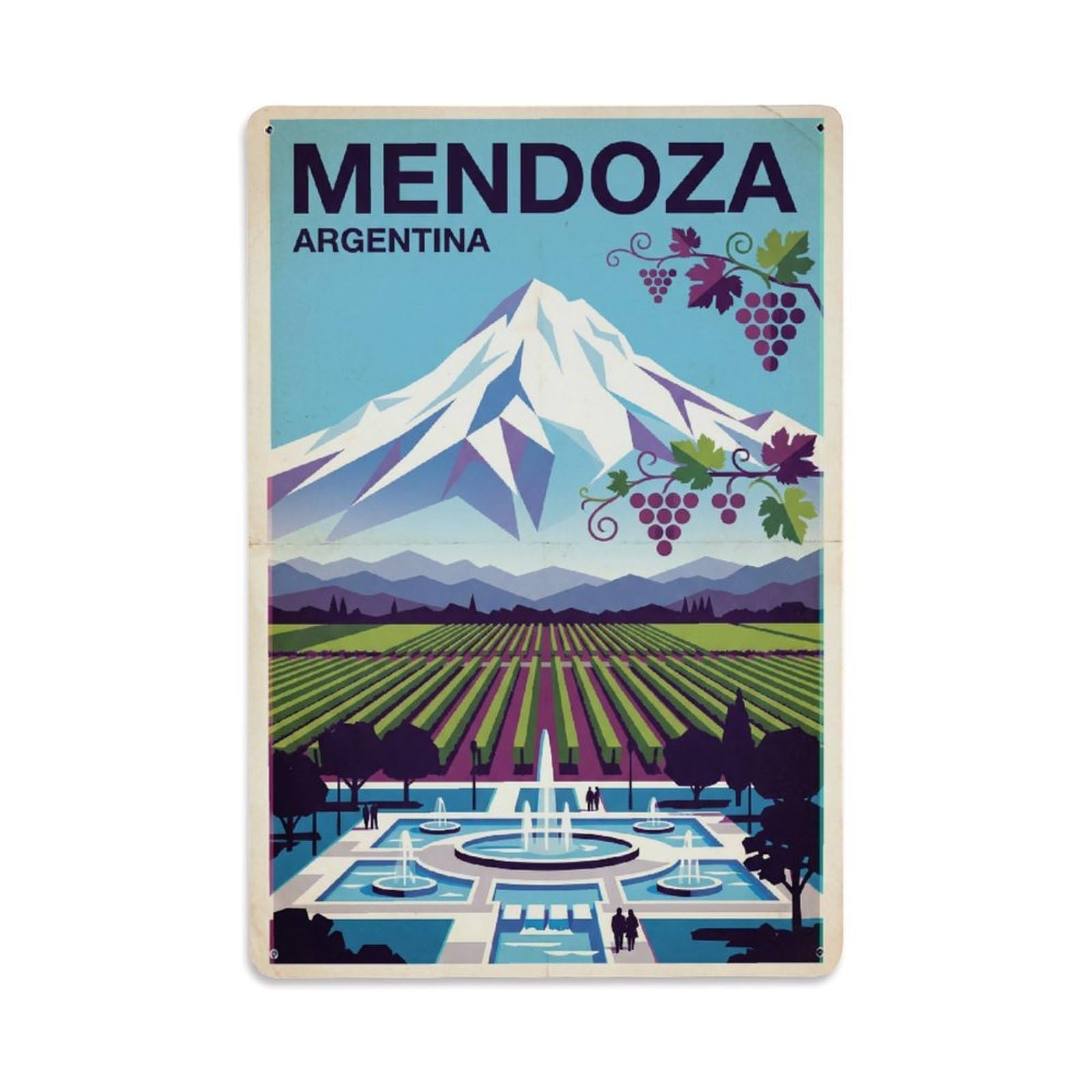 Travel Retro Argentina Mendoza Metal Tin Sign
