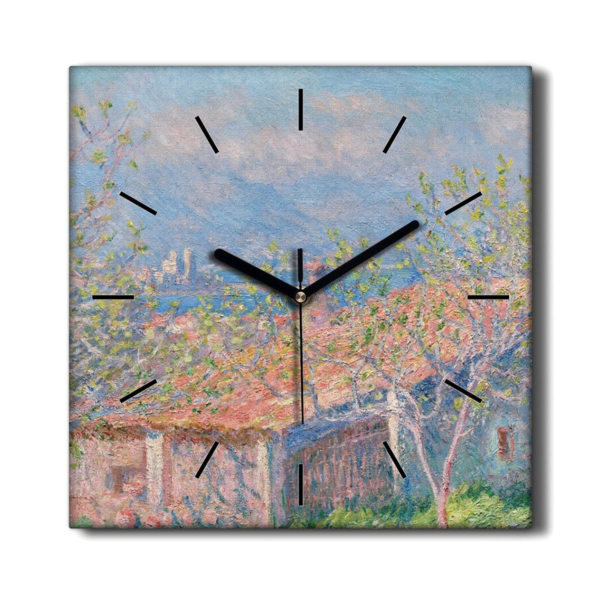 Horloge sur Toile 30x30cm Décoration Murale Sans Tic-Tac Horloge Murale Salon