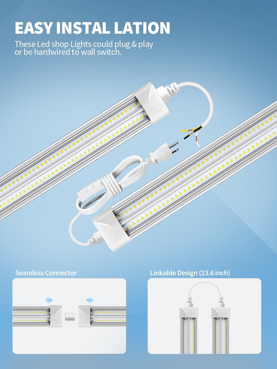 16pack 8' Led Shop Lights,Super Bright 15000LM 100W 5000K 8FT Led Shop Light for Garage,Linkable 8FT Led Garage Ceiling Lights for Garage Ceiling Shop Workshop Warehouse