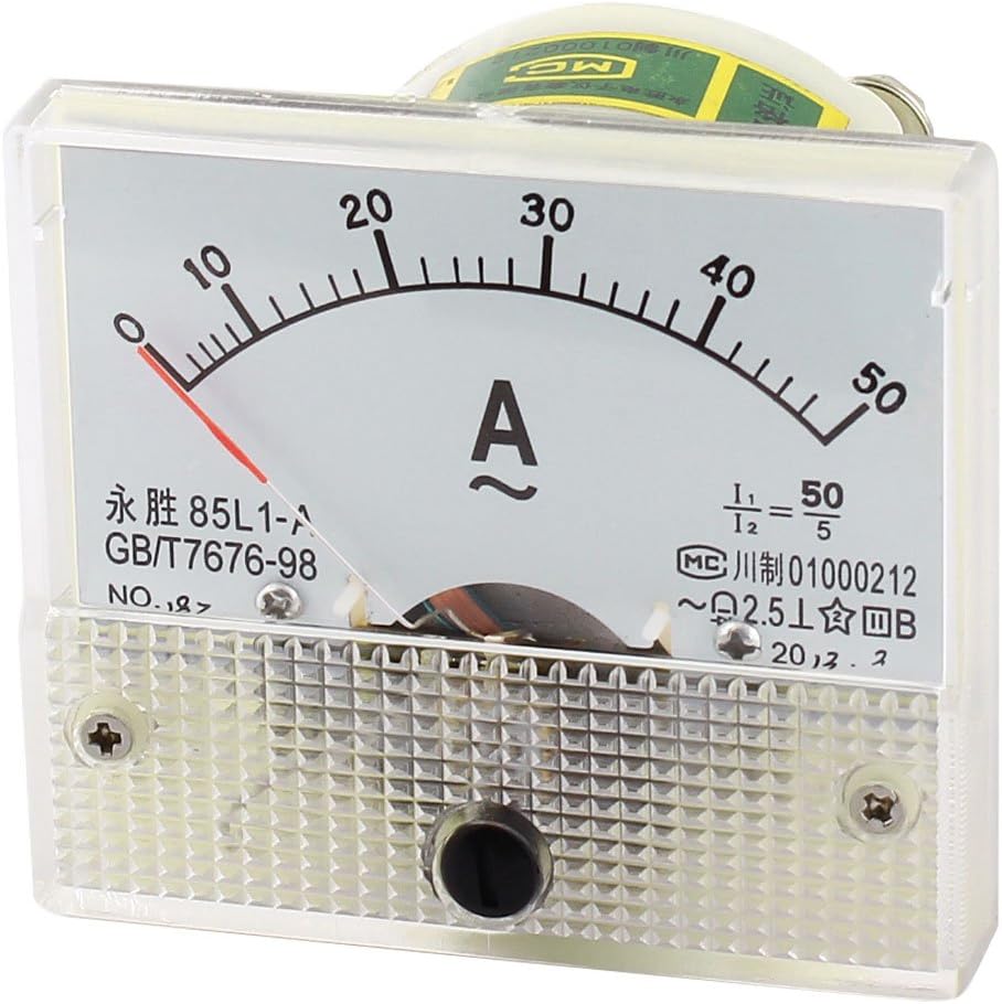 sourcingmap 85L1 AC 0-50A Analog Ammeter Analogue Panel Current Transformer Meter White