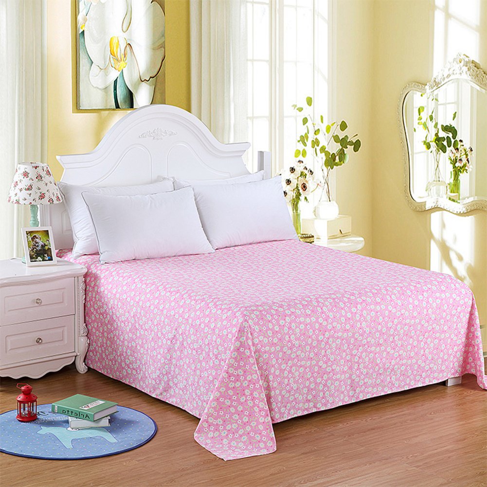 Drap double pur coton 200x230cm - Drap plat deux places pour literie de maison