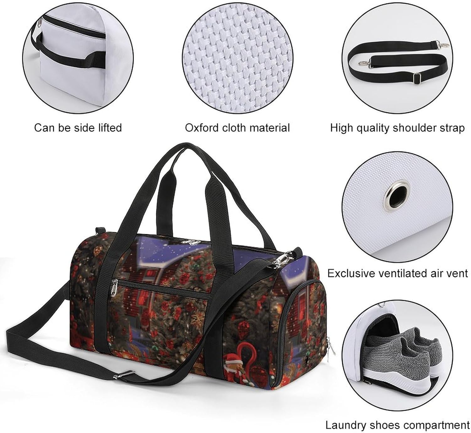 Gym Bag for Men Travel Duffle Bag Christmas Cheer Tote Bag Weekender Duffel Bag Weekender Bag for Sports