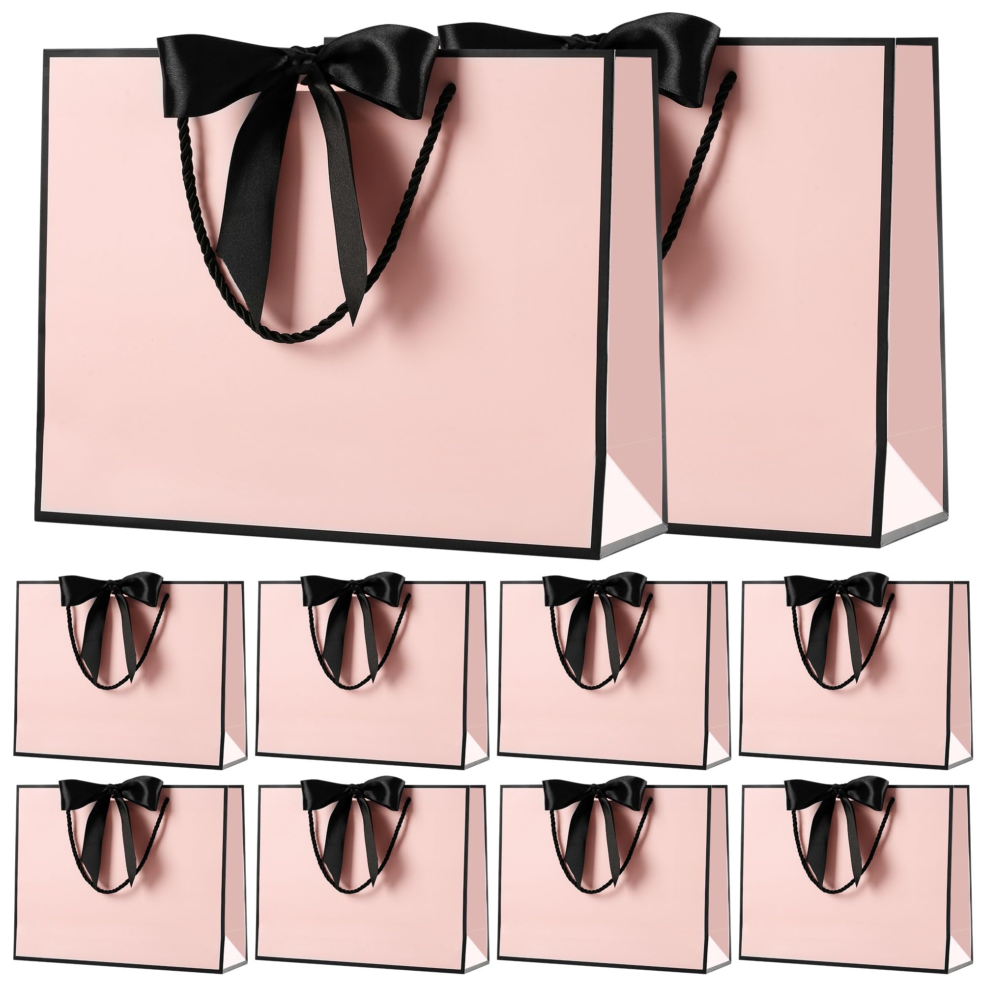Large Gift Bag with Ribbon, 10 Pack Paper Presents Bags with Handle, for Birthday/Wedding/Anniversary/Baby Shower/Christmas/Retail Store