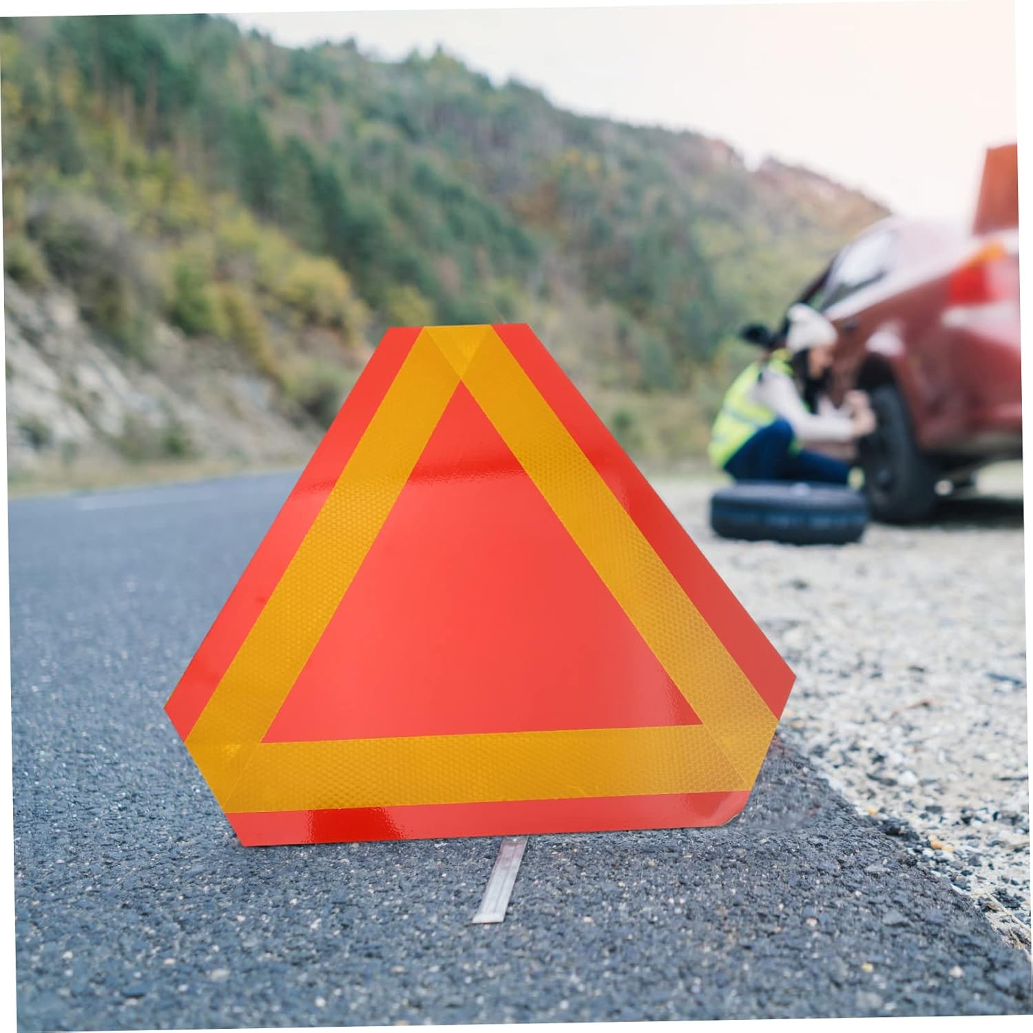 Magnetic Car Triangle Reflectors Triangle Safety Sign Slow Moving Vehicle Aluminum 2pcs
