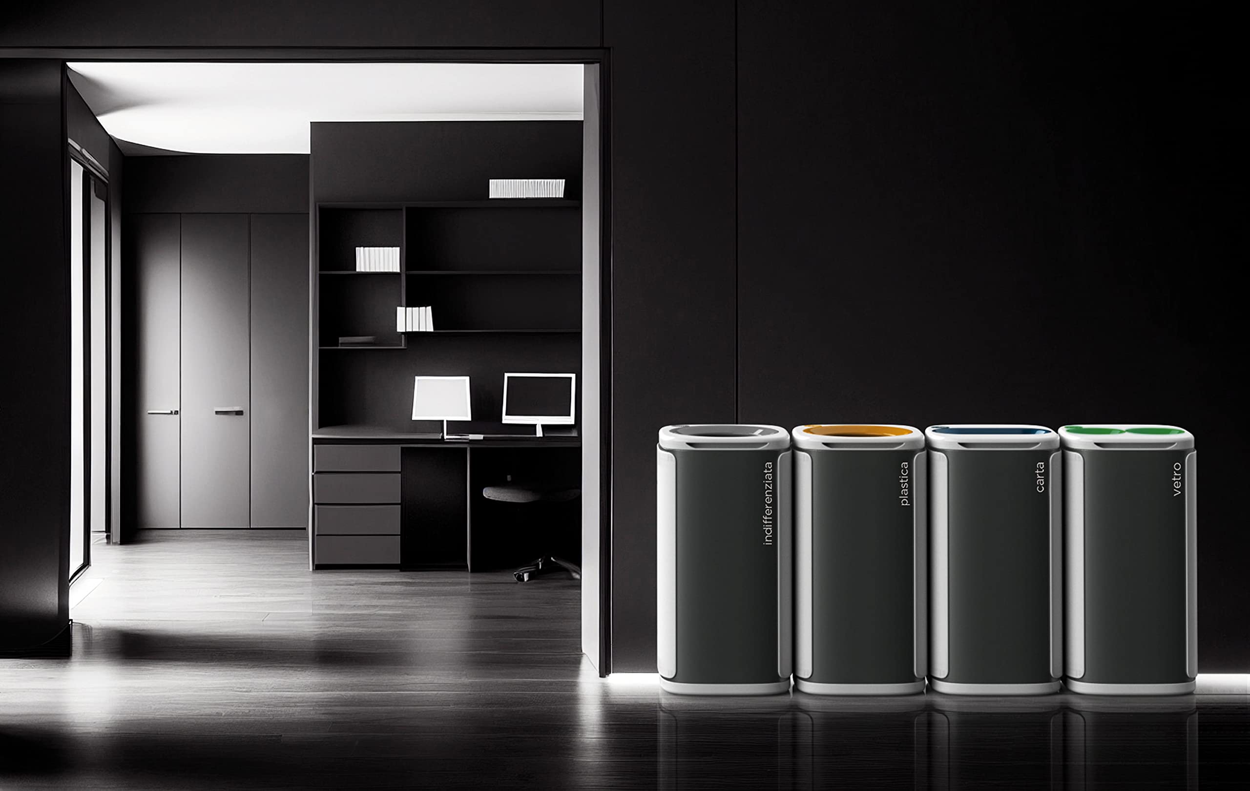 KOBRA WASTEE Cestino Rifiuti, Spazzatura Design, Bidone Raccolta Differenziata Vetro, Pattumiera 60 Litri, Contenitore per Interno o Esterno, con Magneti, 100% Made in Italy (Verde Menta)