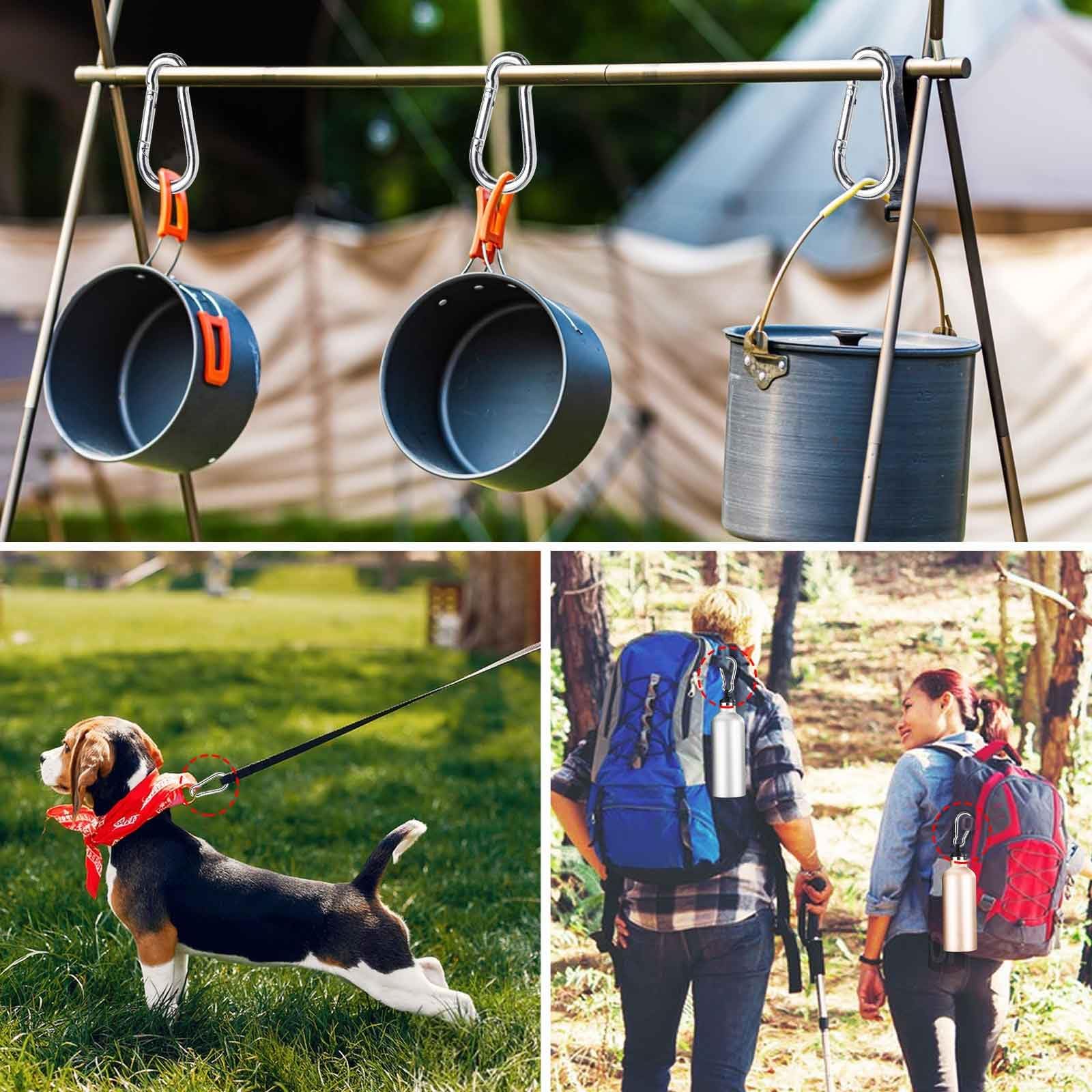 20 Pièces Mousqueton INOX,Argent Mousqueton Escalade,Petit à Ressort Porte-Clés,Mousquetons Charge Maximale de 36 KG pour Sac à Dos Laisse Chien Camping Pêche Voyage