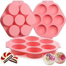 Sidosir 3Pcs Cookie Chocolate Silicone Mold,7-Cavity Round Cylinder Chocolate Cover Molds for Candy, Silicone Baking Molds for Mini Cakes, Jelly