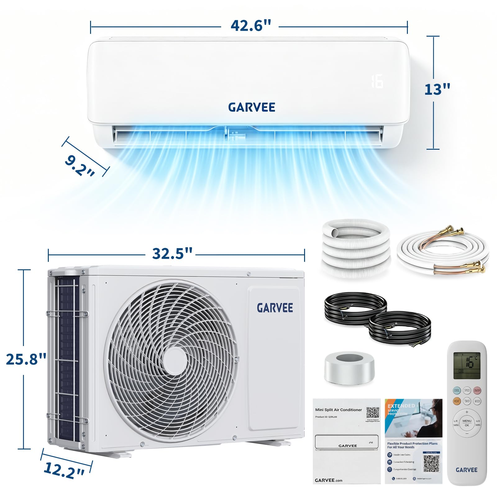 Climatiseur Mural Monosplit Inverter, 9000 BTU Climatisation, Climatiseur Split –Refroidissement/chauffage A++,R32, Clim 19 dB(A), Evaporateur Antibactérien, Filtre à Charbon,Autonettoyant,Wi-Fi/App