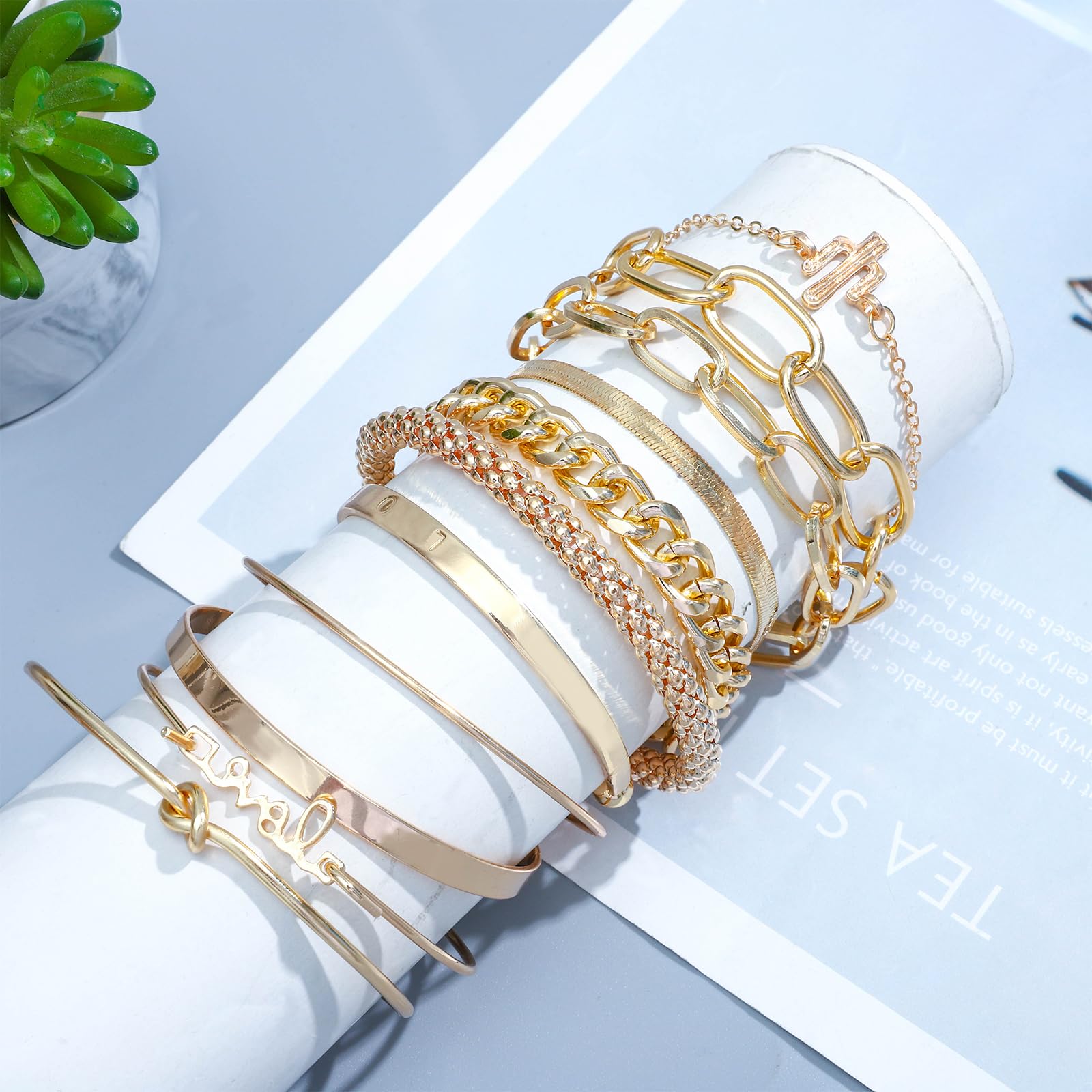 NEWITIN 69 Pcs Gold Jewelry Set for Women Hypoallergenic Bohemian Jewelry view 2