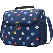 Nanxson 8L Insulated Lunch Bag for Women and Men, Reusable Cooler Tote Cute Leak-Proof Lunch Box for Work Picnics Travel 8L,Navy Flower