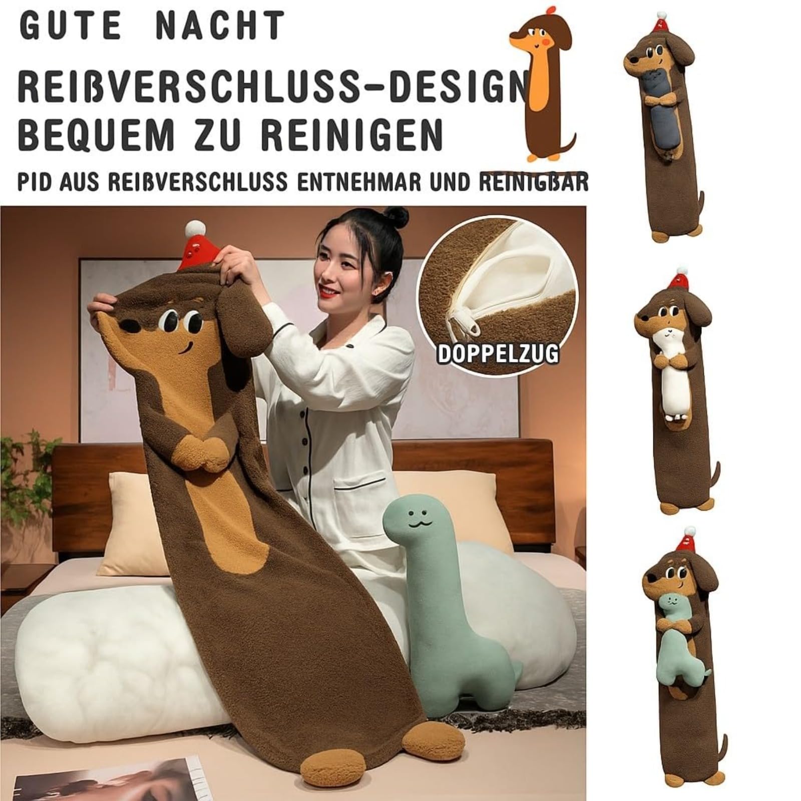 Kuscheltier Hund Plüschkissen – Cartoon Hund Plüsch Körperkissen für Kinder und Erwachsene, Weich und Kuschelig, Ideal für Schlafzimmer, (120cm,Katze)