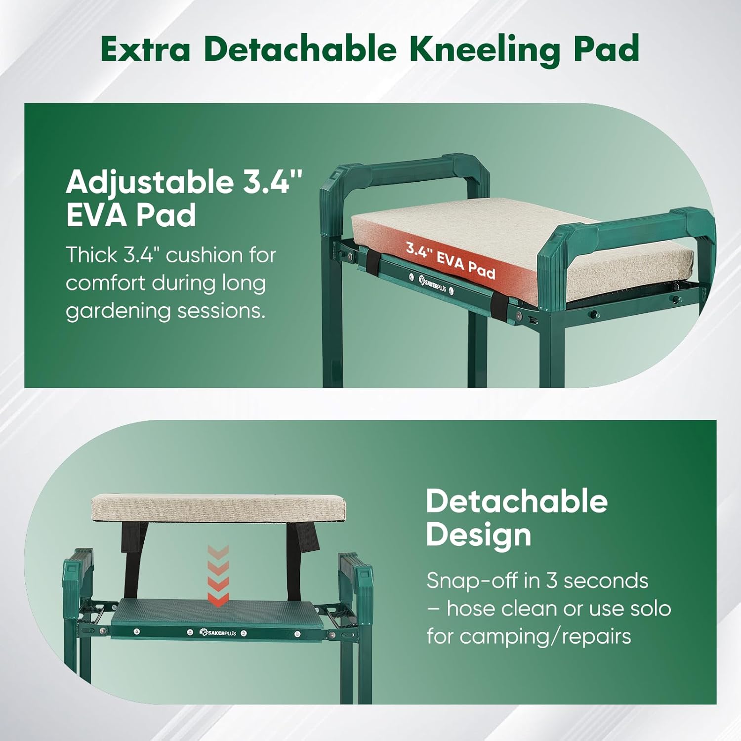 Garden Kneeler and Seat Foldable Kneeling Chair with Extendable Legs & Thickened Pad,Heavy Duty Foldable Gardener Stool with Tool/Storage Bags for Grandparents Gardeners - Image 8